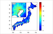 全国および東京近郊における二酸化窒素濃度分布（2010年平均値）（単位:ppb）