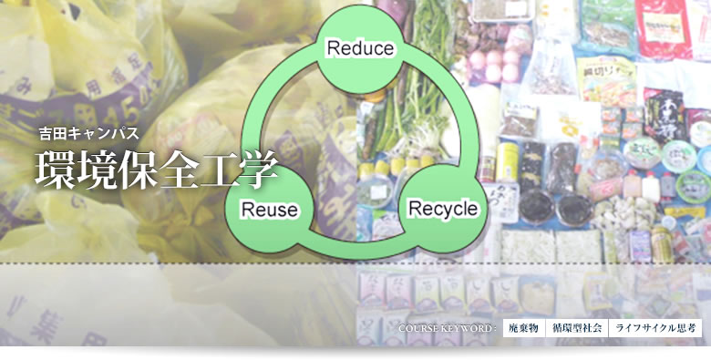 吉田キャンパス 環境保全工学 COURSE KEYWORD:廃棄物,循環型社会,ライフサイクル思考